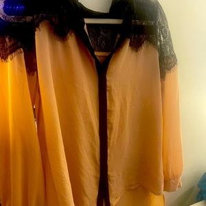 Beautiful peach and black lace blouse